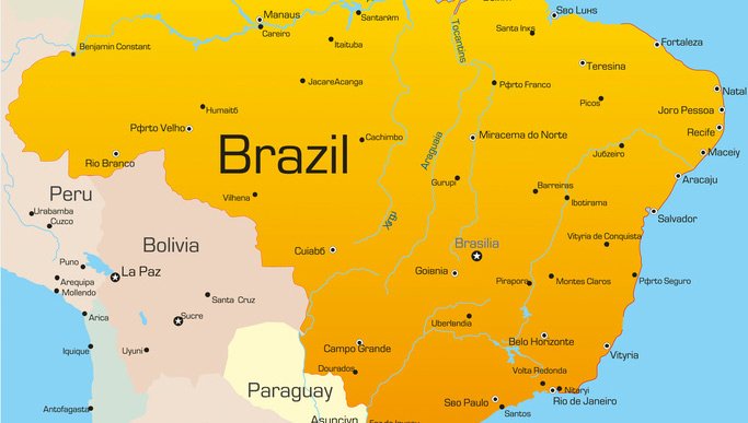 Brazil map used to illustrate the story. [Photo credit: Samba – Taste of Brazil]